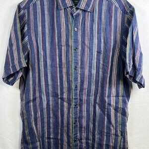 Rodd and Gunn Mens M Linen Striped Shirt Rugged Rodeo Western Lightweight